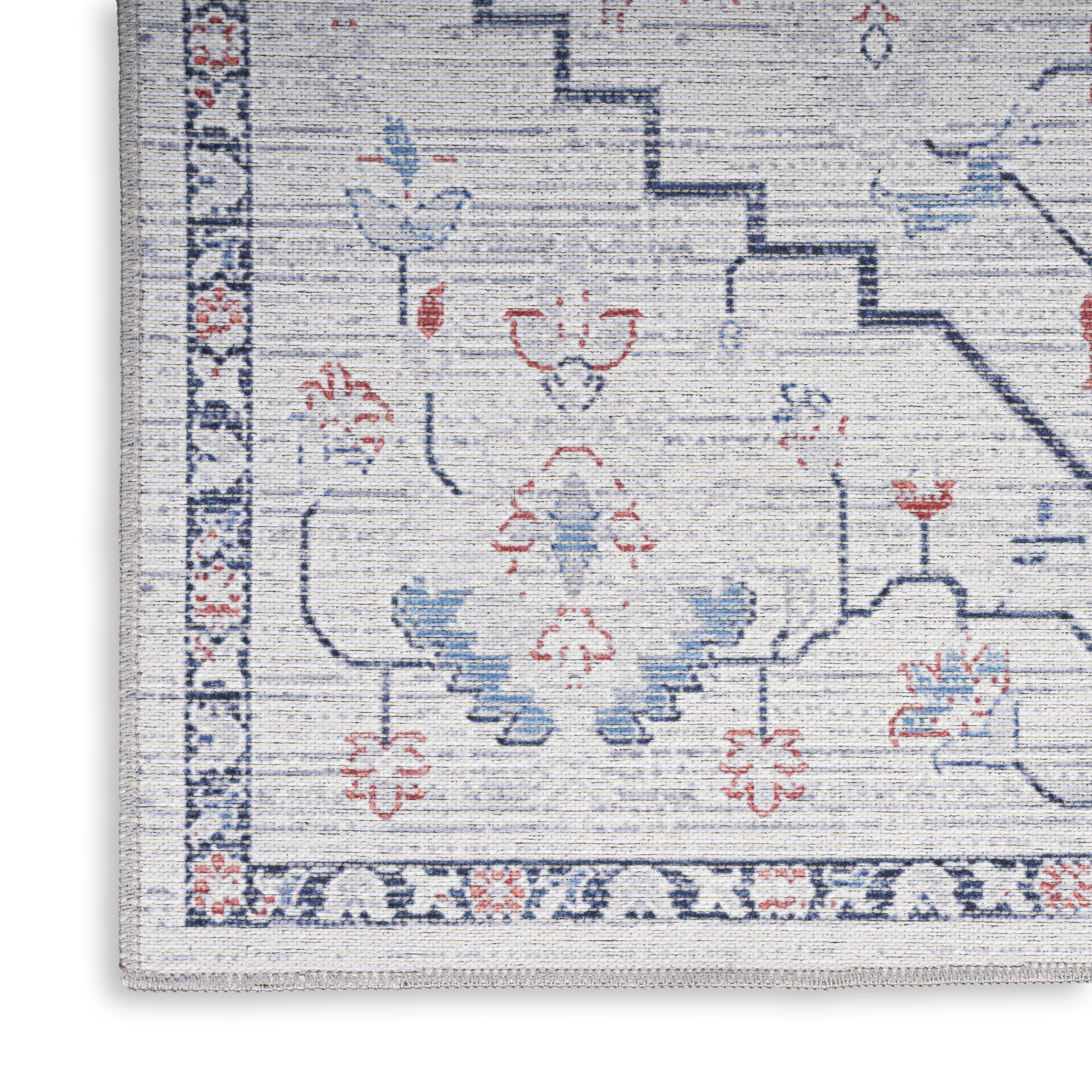 Nourison New Concept Washables 5'3" x 7'3" Ivory Blue Farmhouse Indoor Rug
