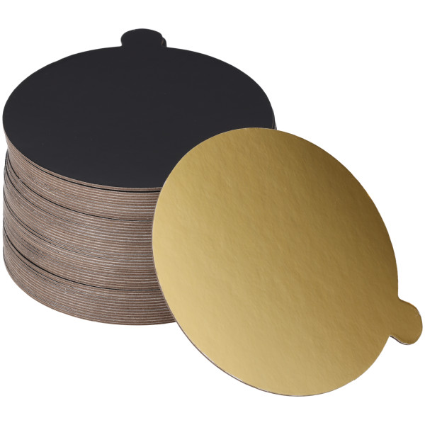 5" Round Black/Gold Reversible Waxed Corrugated Cake Board