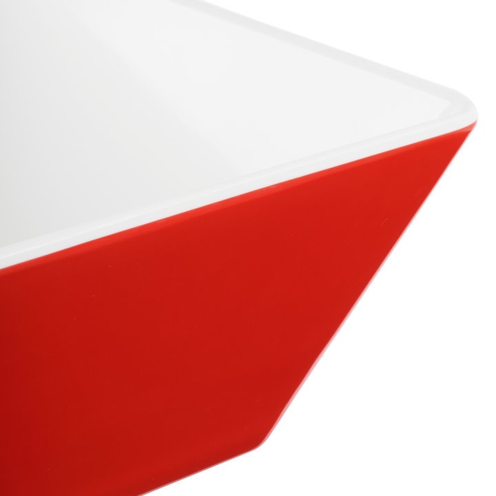 Medium square melamine cubic display bowl in red