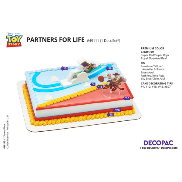 Disney and Pixar's Toy Story Partners For Life Cake Decorating Instruction Card