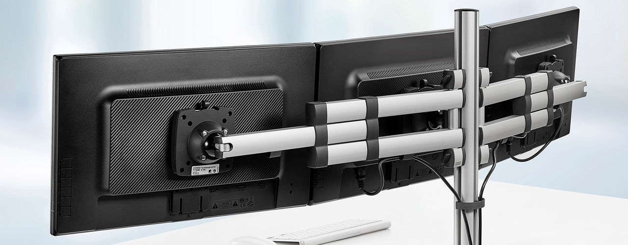 The sliding Telescope arms save space and accommodate larger monitors.