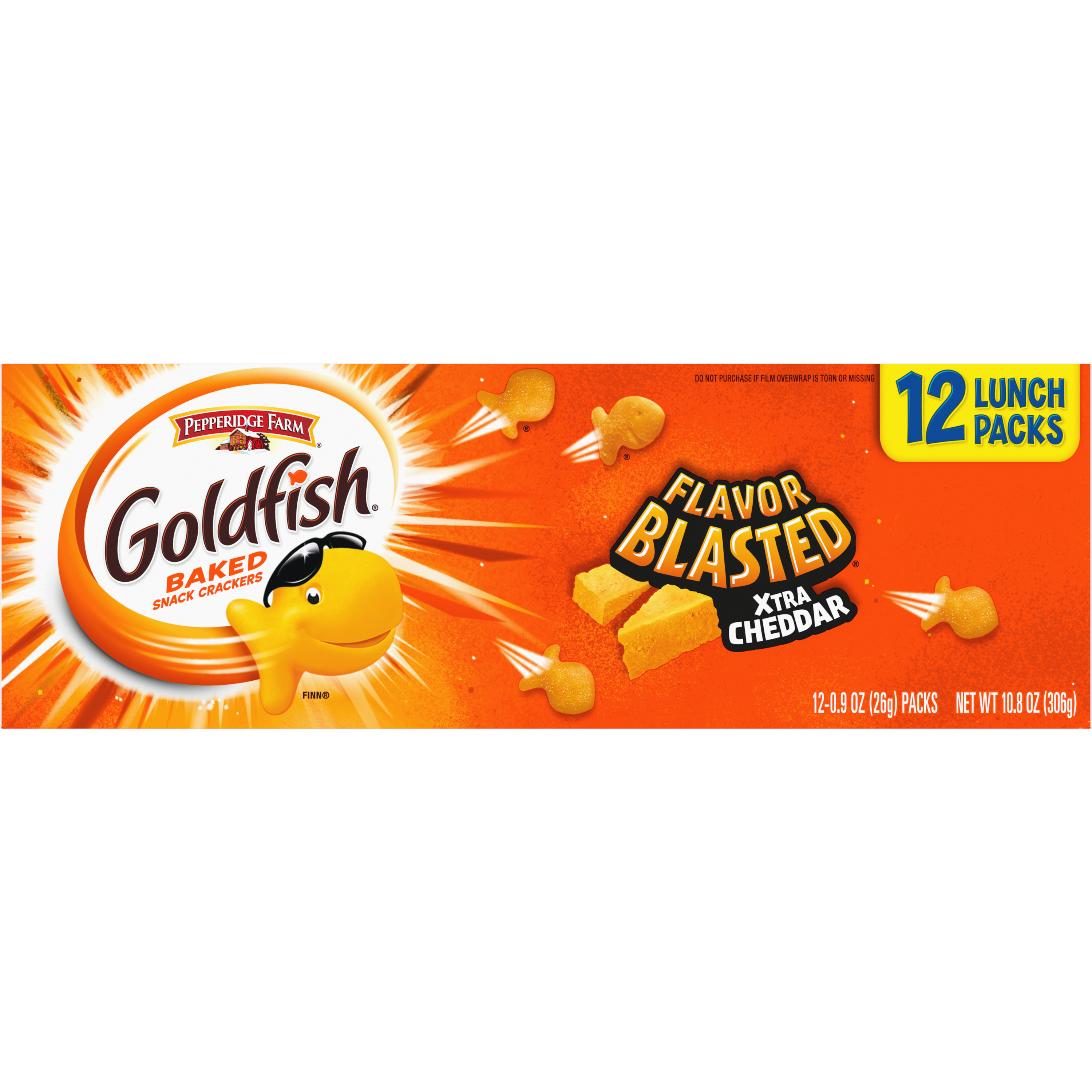 Goldfish® Xtra Cheddar Crackers, 12 count box, 0.9 oz, bag - Back Image