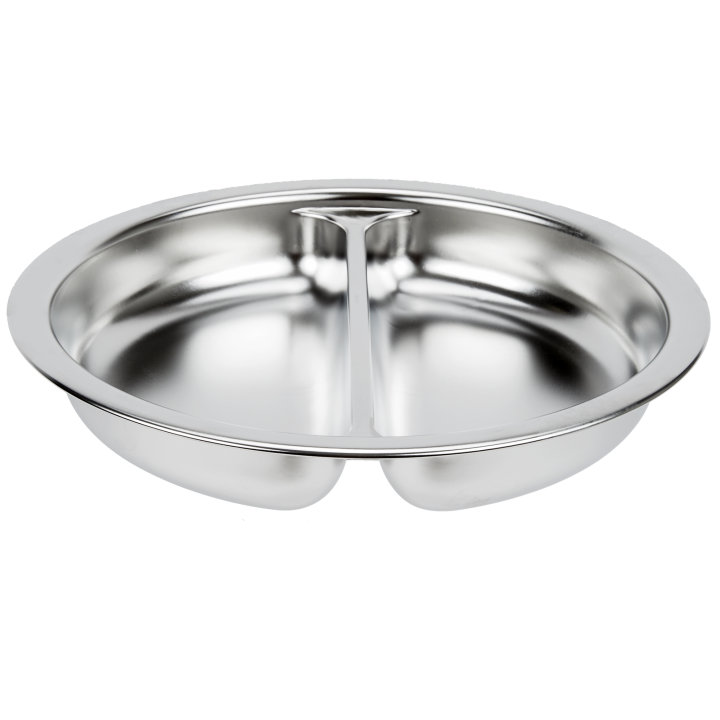 2 ½-quart divided two-compartment round heavy-duty stainless steel food pan