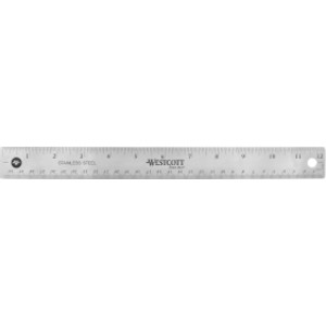 12" Stainless Steel Office Ruler With Non Slip Cork Base