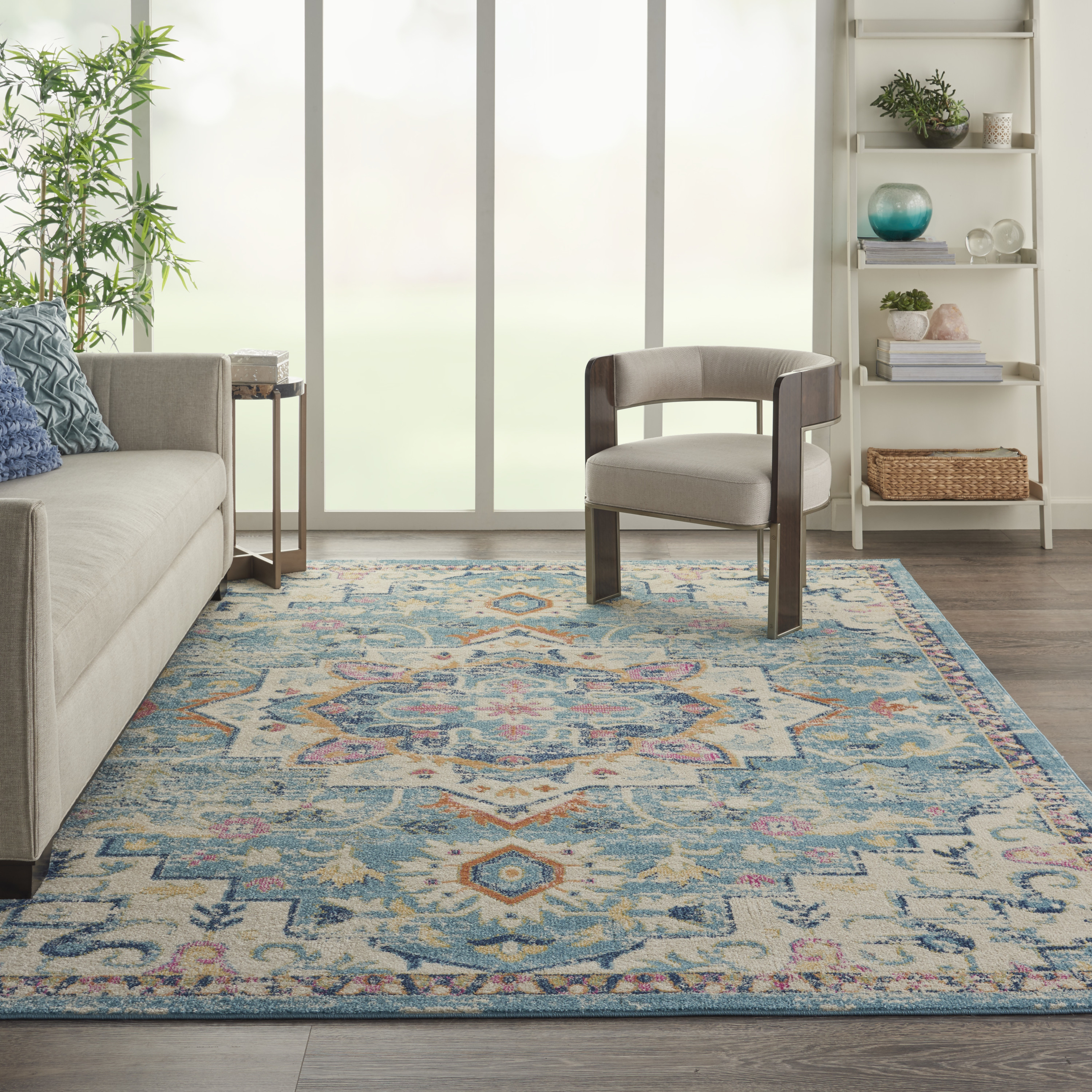 Nourison Passion 8' x 10' Ivory Light Blue Bohemian Indoor Rug