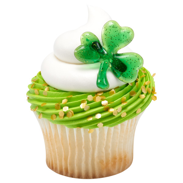Shamrock Puffy Glitter Cupcake Rings