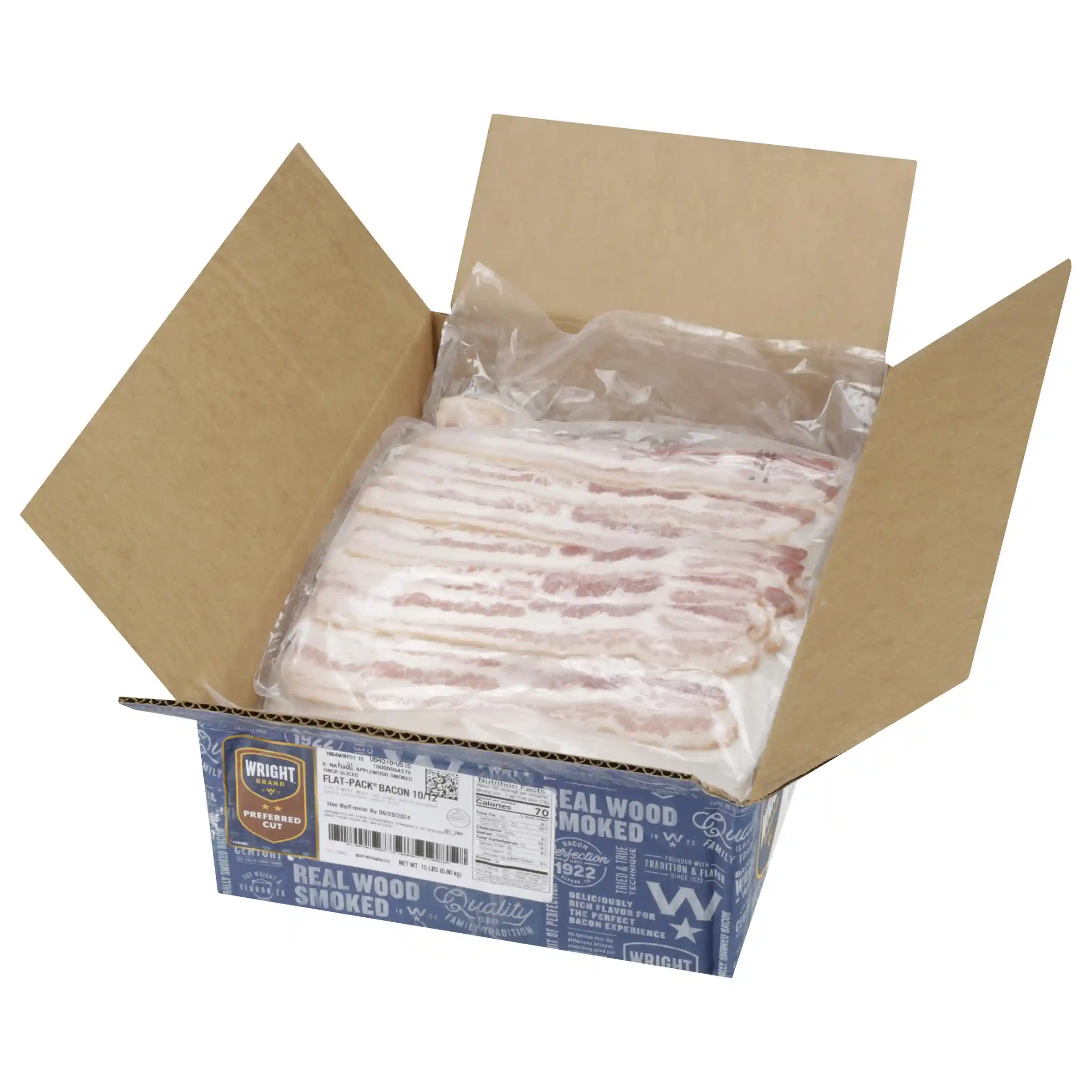 Wright® Brand Natural Applewood Smoked Thick Sliced Flat-Pack® Bacon_image_4