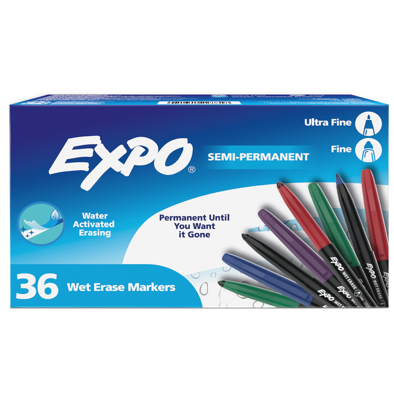 Vis-a-Vis Wet Erase Markers, Fine & Ultra Fine Point, Assorted, 36 Count