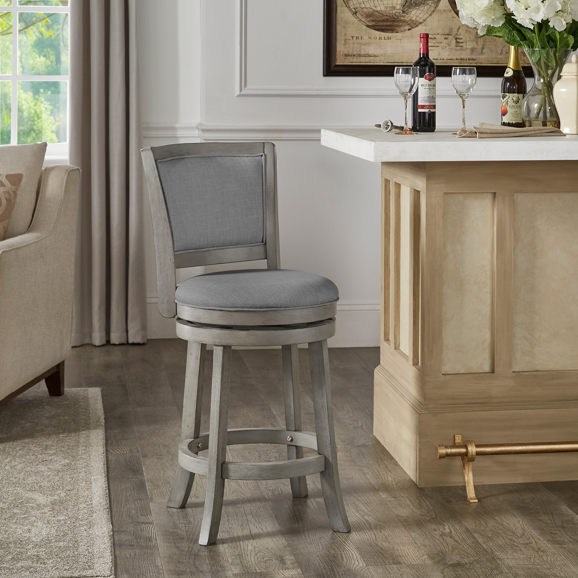 Upholstered Back Swivel Stool