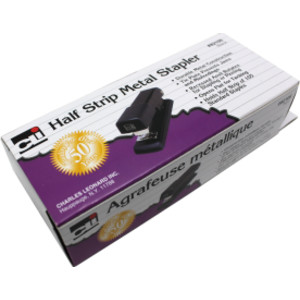 Half Strip Metal Stapler, Non-Skid Base, Black