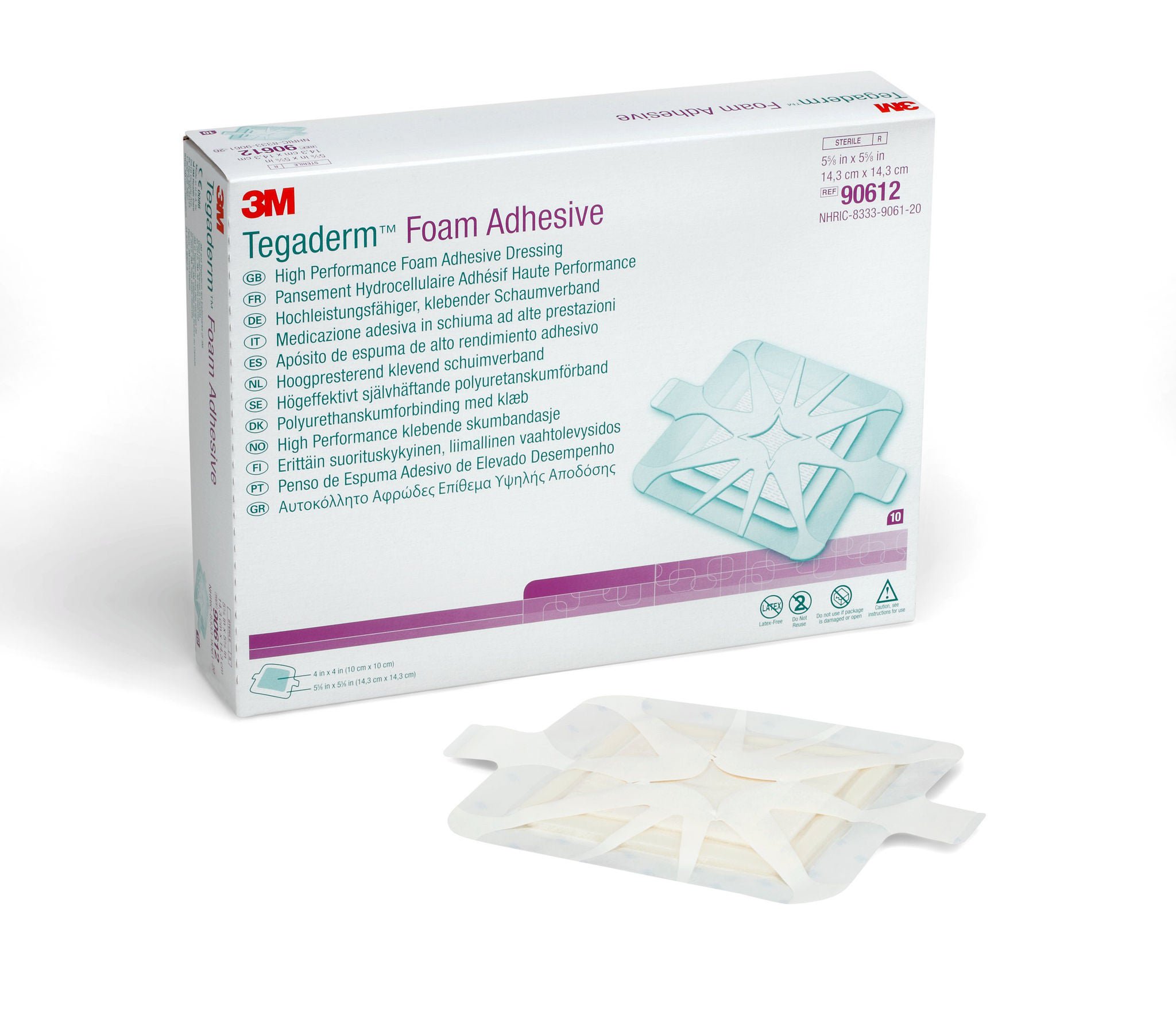3M™ Tegaderm™ High Performance Adhesive w/o Border Foam Dressing, 14.3 x 14.3 cm