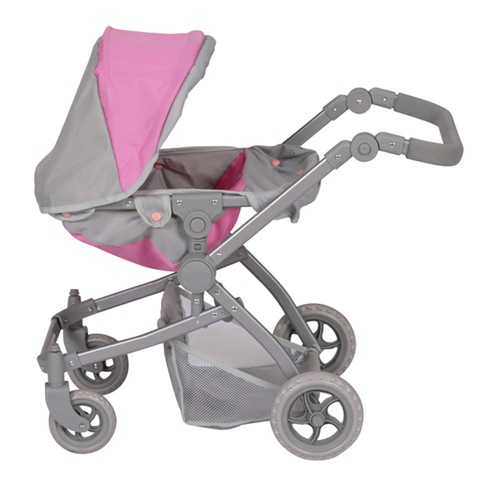 thumbnail video image 2 of Voyage Twin Carriage Doll Stroller - Gray/Pink, 2 of 12