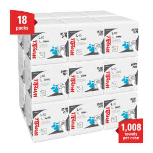 KIM05701, Kimberly Clark, WypAll Power Clean L40 Extra Absorbent, 1/4 Fold, 1 ply, 12.00"x12.25", Double Recreped (DRC), General Purpose Wipers, White