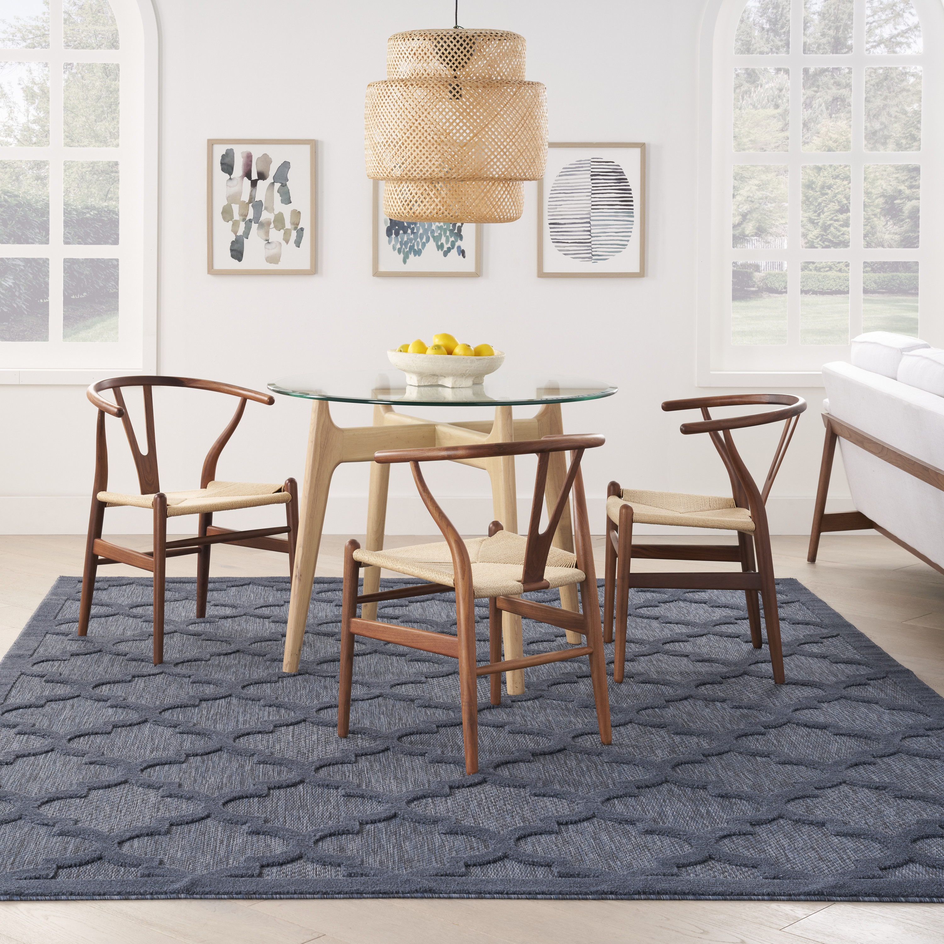 Nourison Easy Care 8' x 10' Navy Blue Modern Rug