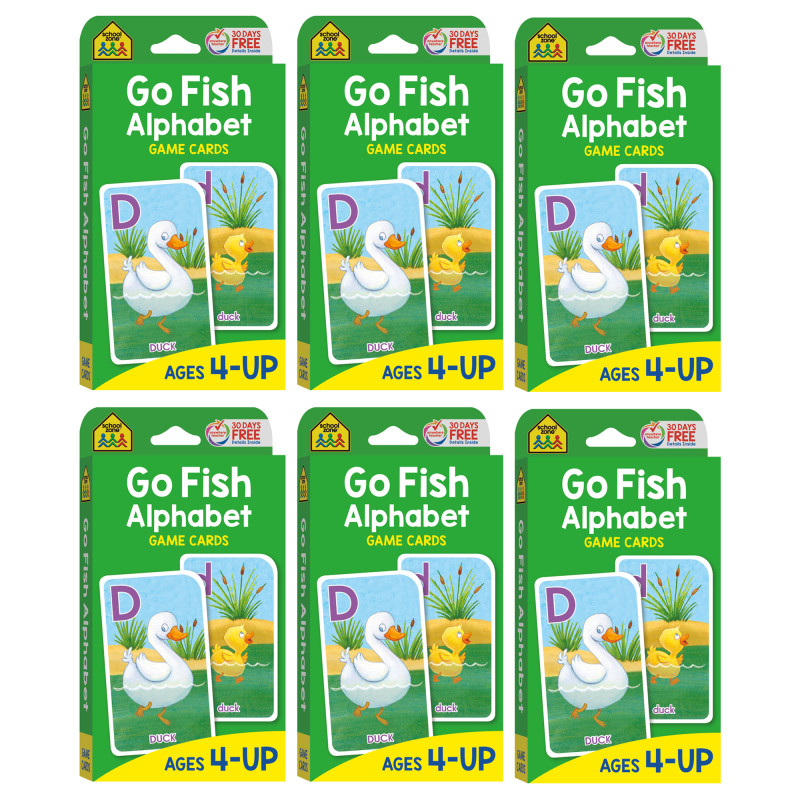 Go Fish Alphabet Game Cards, 6 Sets