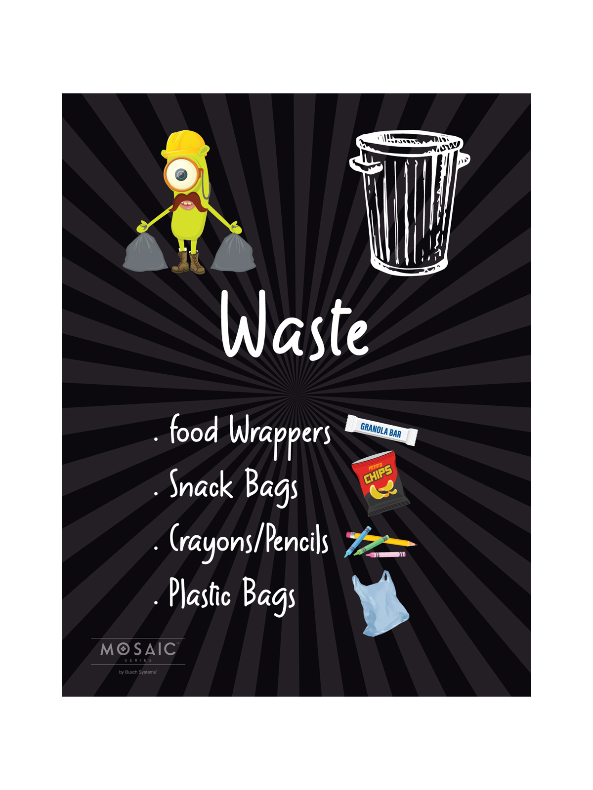 Mosaic Series Junior waste wide sign panel