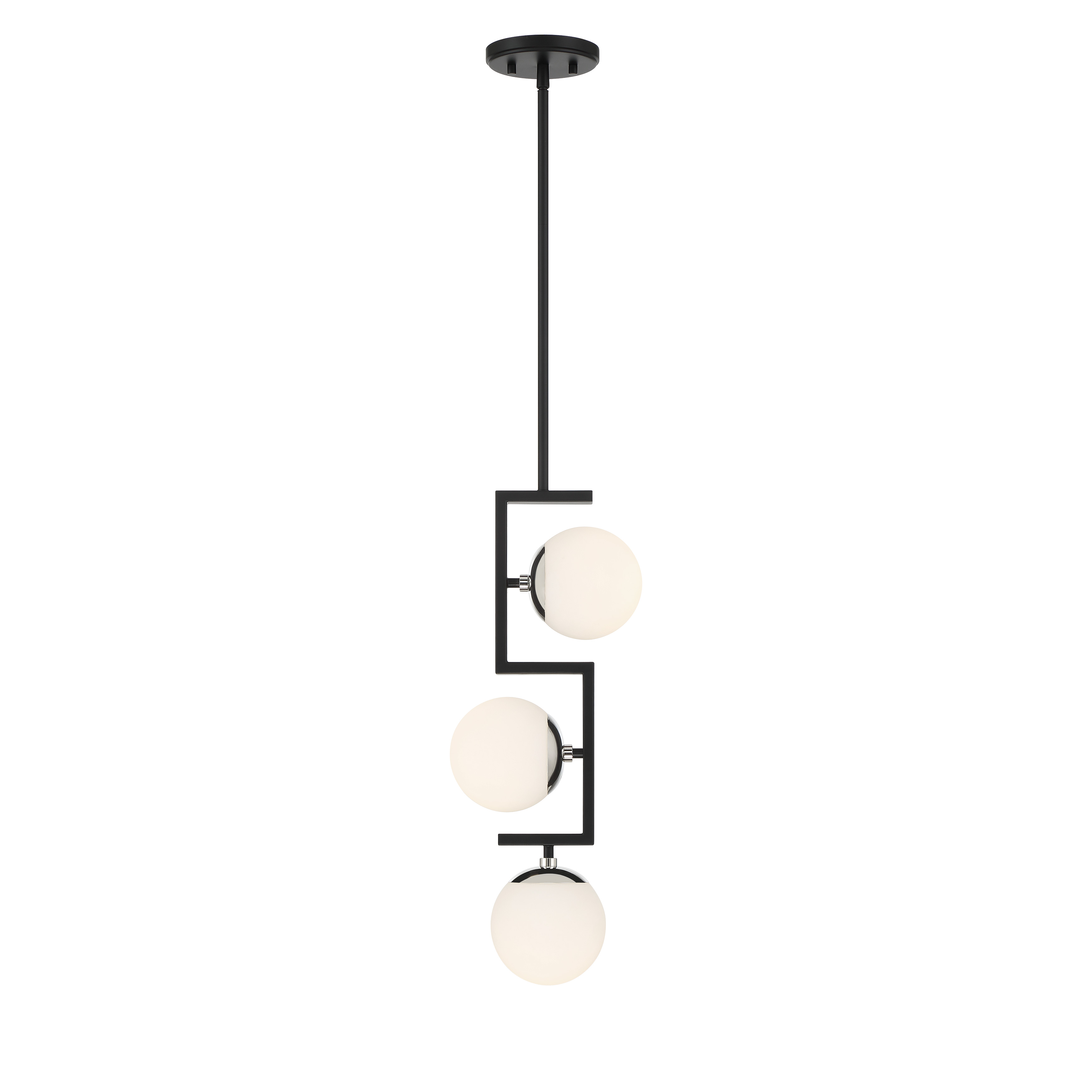 The Alluria II pendant combines modern sophistication with versatile styling through its striking coal and polished nickel finish. Compact at 8.75 inches wide, it's perfect for smaller spaces or grouped installations over kitchen islands. - alternate view