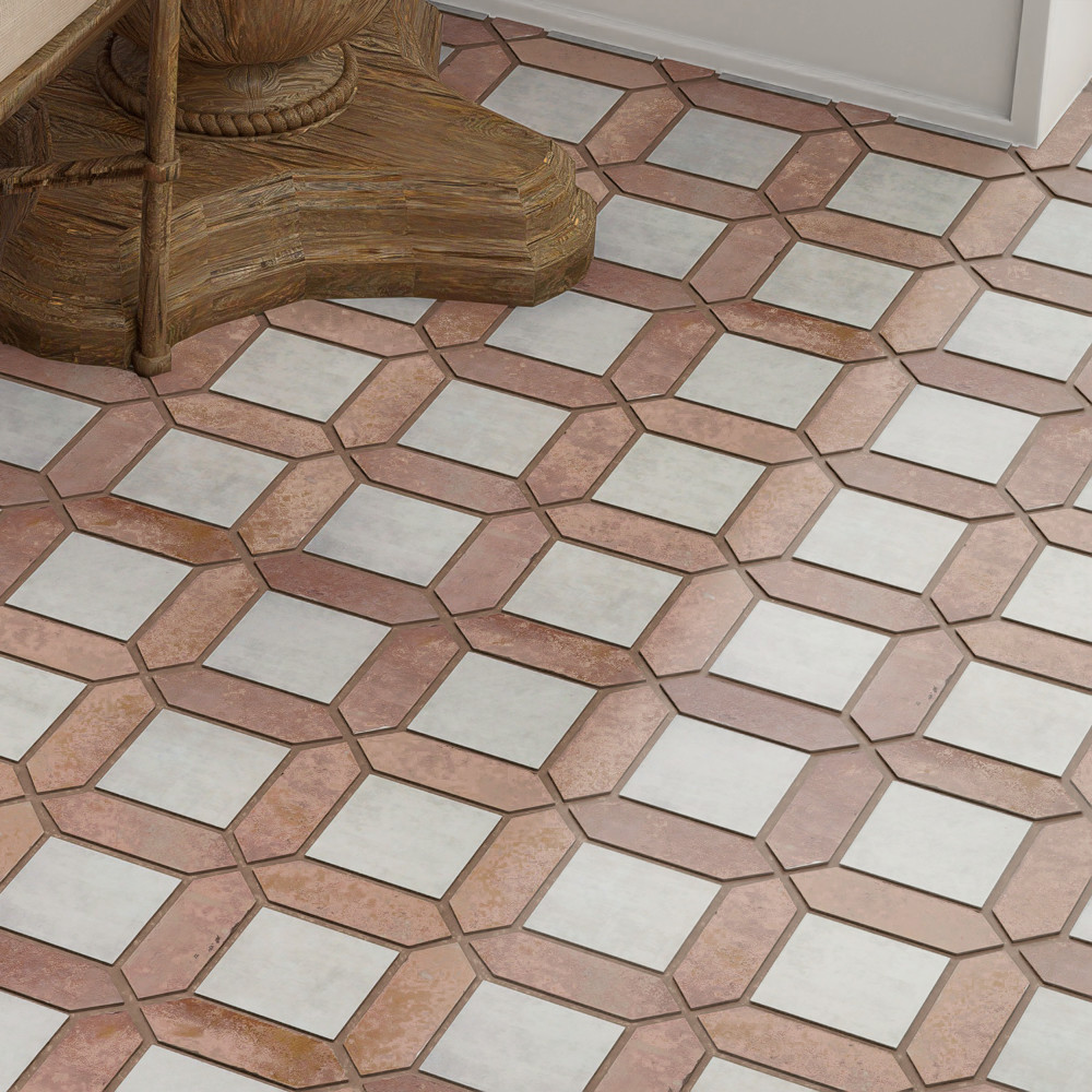Picket Arenta Clay with White Square 14-5/8 in. x 22-1/2 in. Porcelain Floor and Wall Tile
