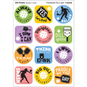 Pickleball Pride, Dill Pickle Scent Scratch 'n Sniff Stinky Stickers&reg;, Pack of 48