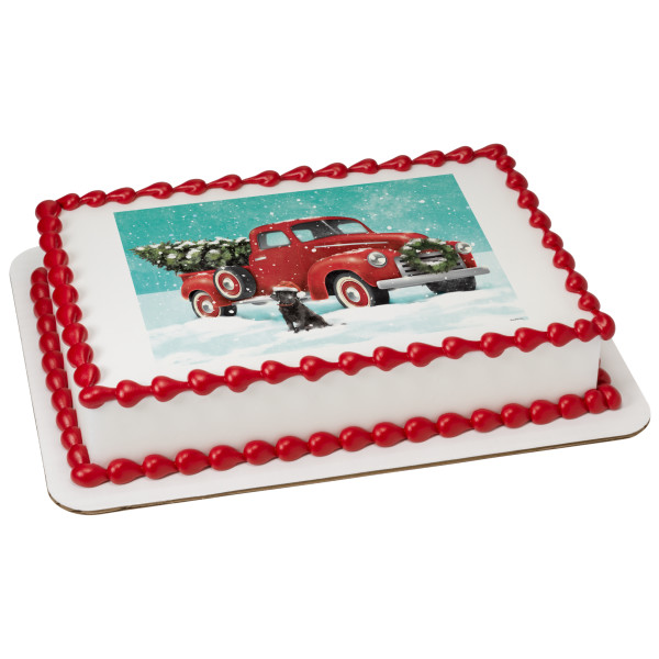 Classic Red Truck with Tree PhotoCake® Edible Image®