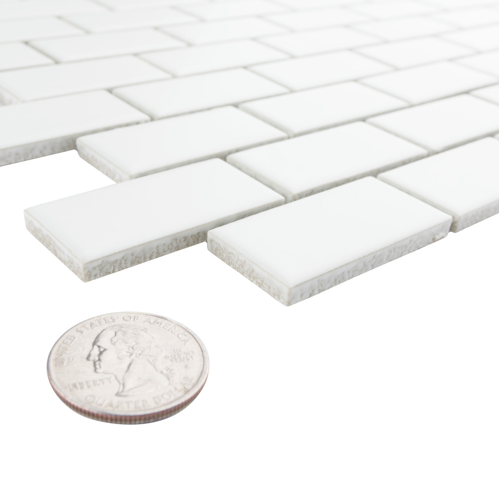 Metro Subway Matte White 11-3/4 in. x 11-3/4 in. Porcelain Mosaic Tile