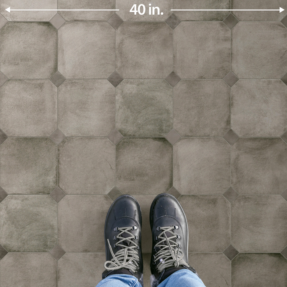 Laverton Octagon Grafito with Taco Grafito 7-7/8 in. x 7-7/8 in. Porcelain Floor and Wall Tile