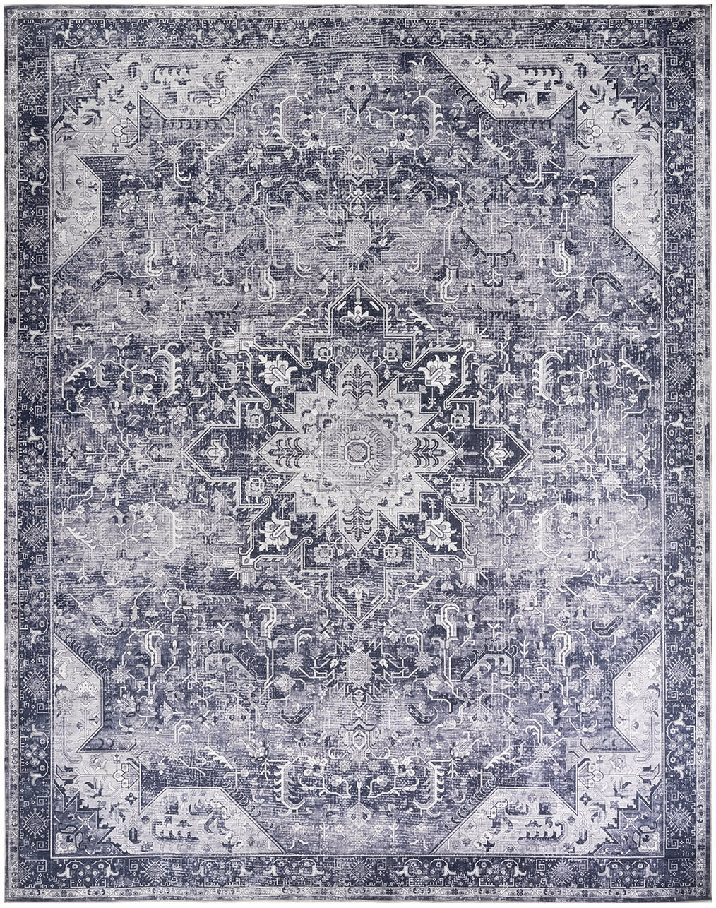 Nourison Nourison Washables 9'2" x 12' Charcoal Grey Vintage Indoor Rug