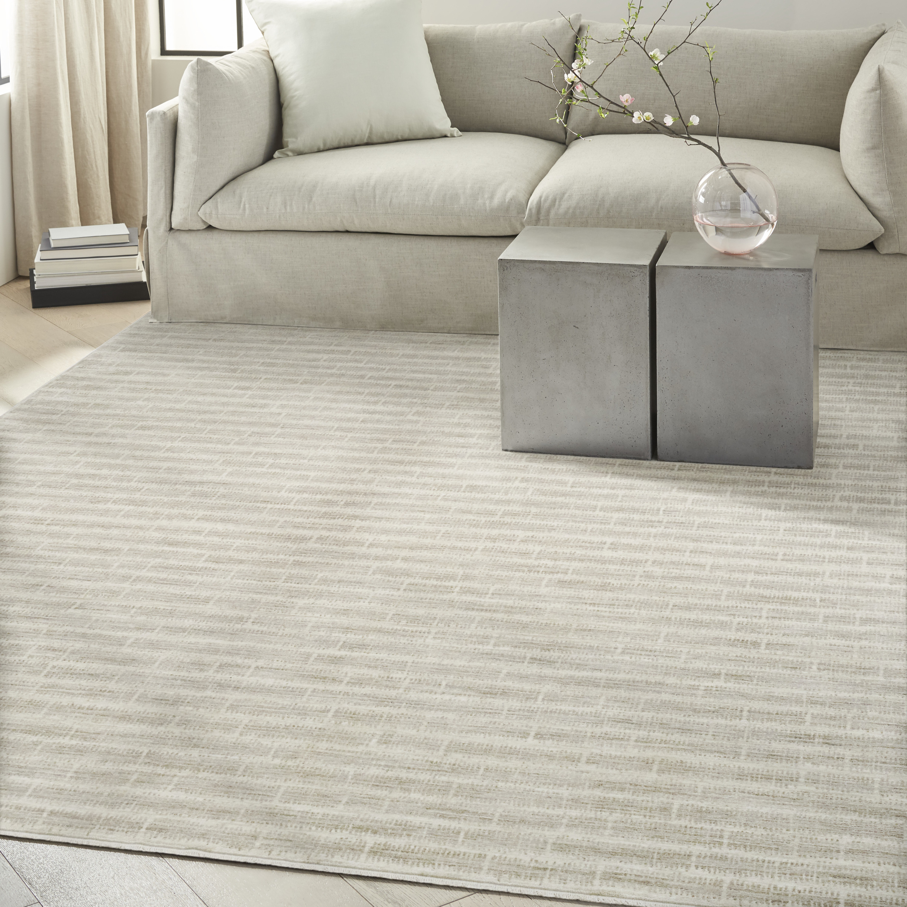Calvin Klein CK079 Notes 5'3" x 7'3" Ivory Grey Modern Indoor Rug