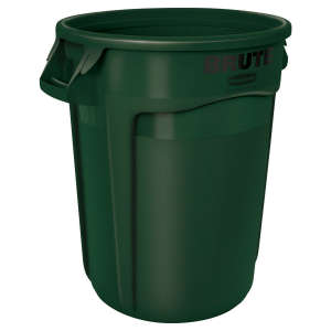 Rubbermaid Commercial, VENTED BRUTE®, 55 gal, Resin, Green, Round, Receptacle