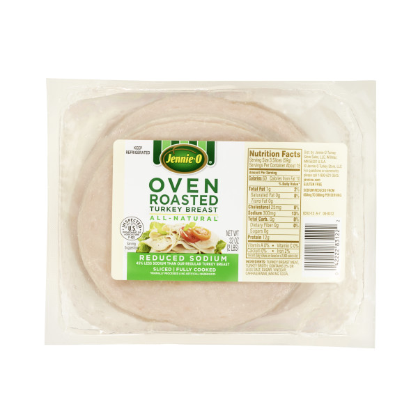 JENNIE-O(r) All Natural Oven Roasted Reduced Sodium Sliced Turkey .7 oz, 6/2lb . A1N1 - Front No Plunge In Package (Low Res)