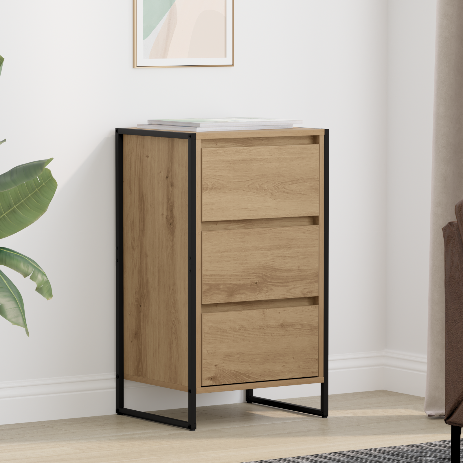 vidaXL Sideboard Kunsthandwerk Eiche 42 x 36 x 75,5 cm Holzwerkstoff – Bild 3