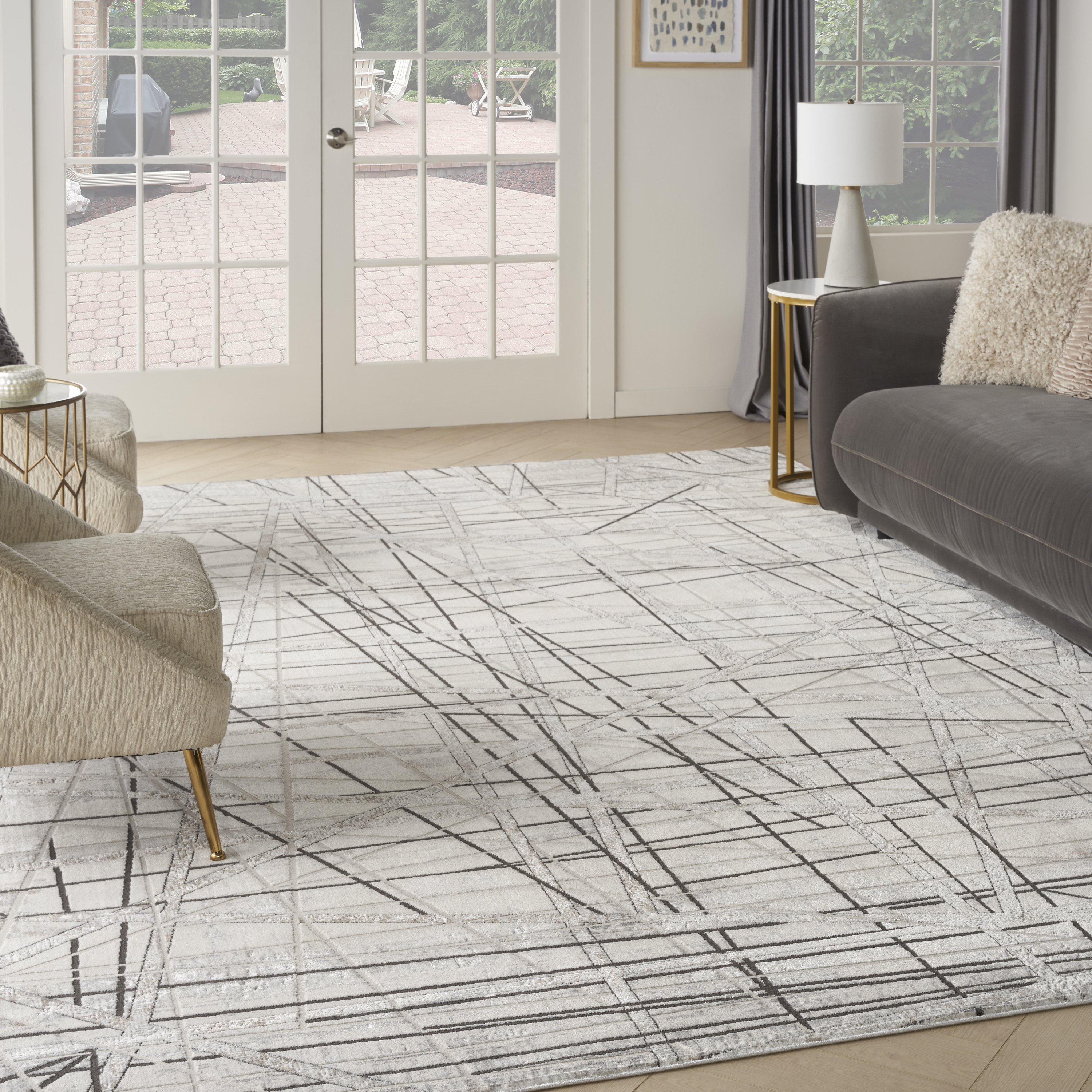 Nourison Desire 7'10" x 9'10" Grey Silver Modern Indoor Rug