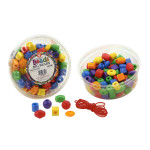 Hygloss&reg; Bucket O' Beads, Big Beads with Lacing Lanyard, 16 oz. Opaque Assortment HYG68100