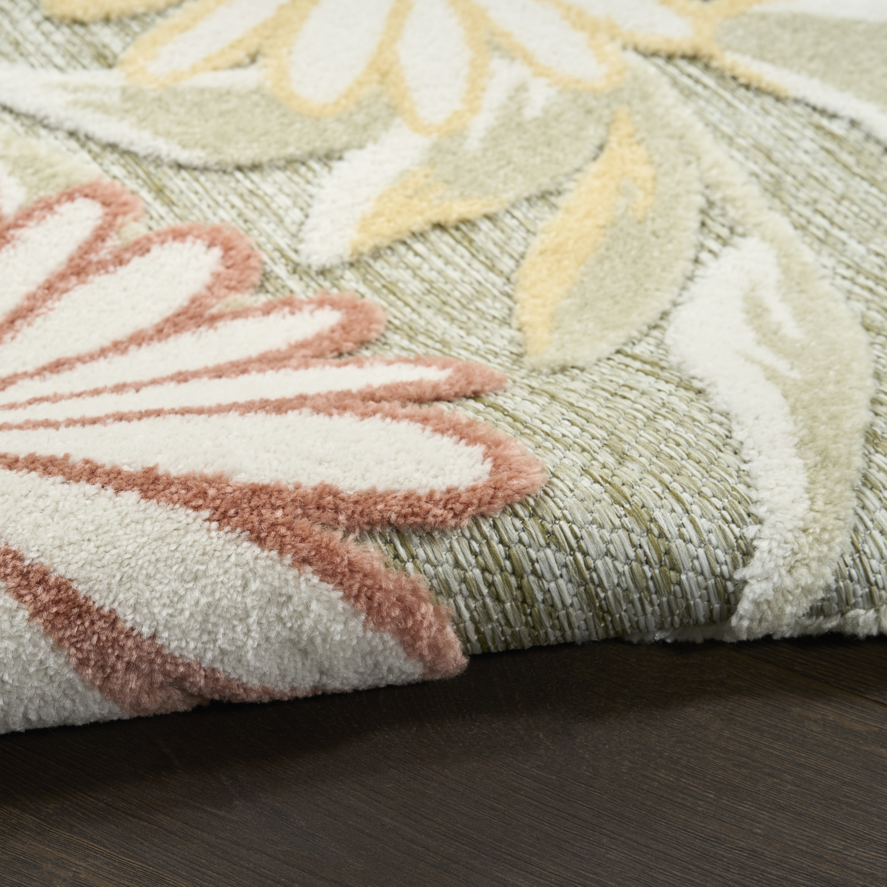 Nourison Aloha 5'3" x 7'5" Sage Rose Outdoor Rug