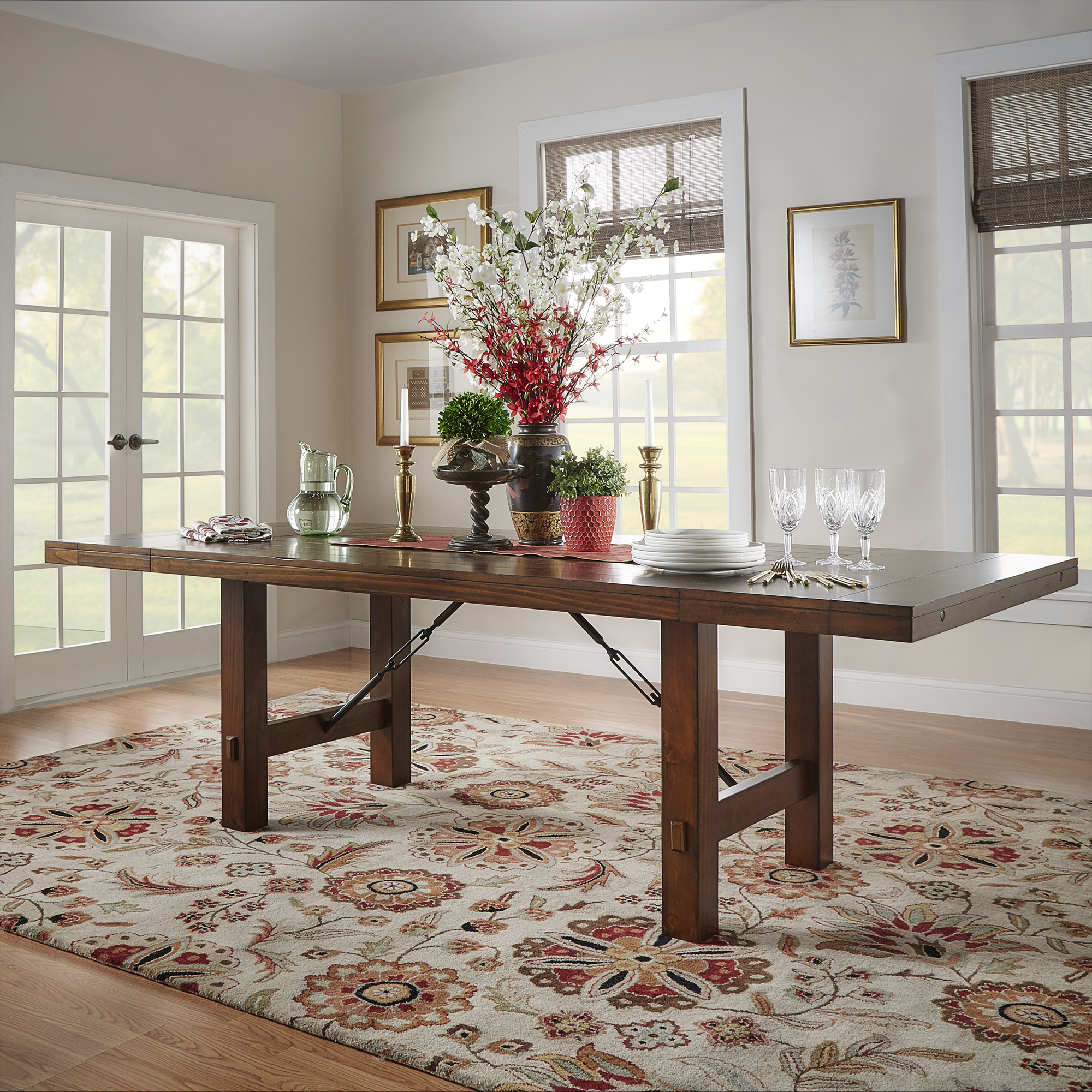 Rustic Turnbuckle Extending Dining Table