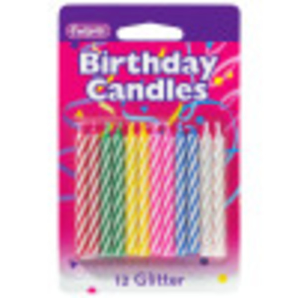 Primary Glitter | Smooth & Spiral Candles | DecoPac