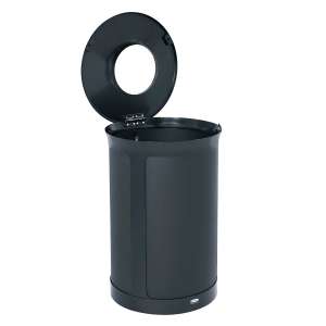 Rubbermaid Commercial, Enhance, 23 gal, Metal, Black, Round, Receptacle