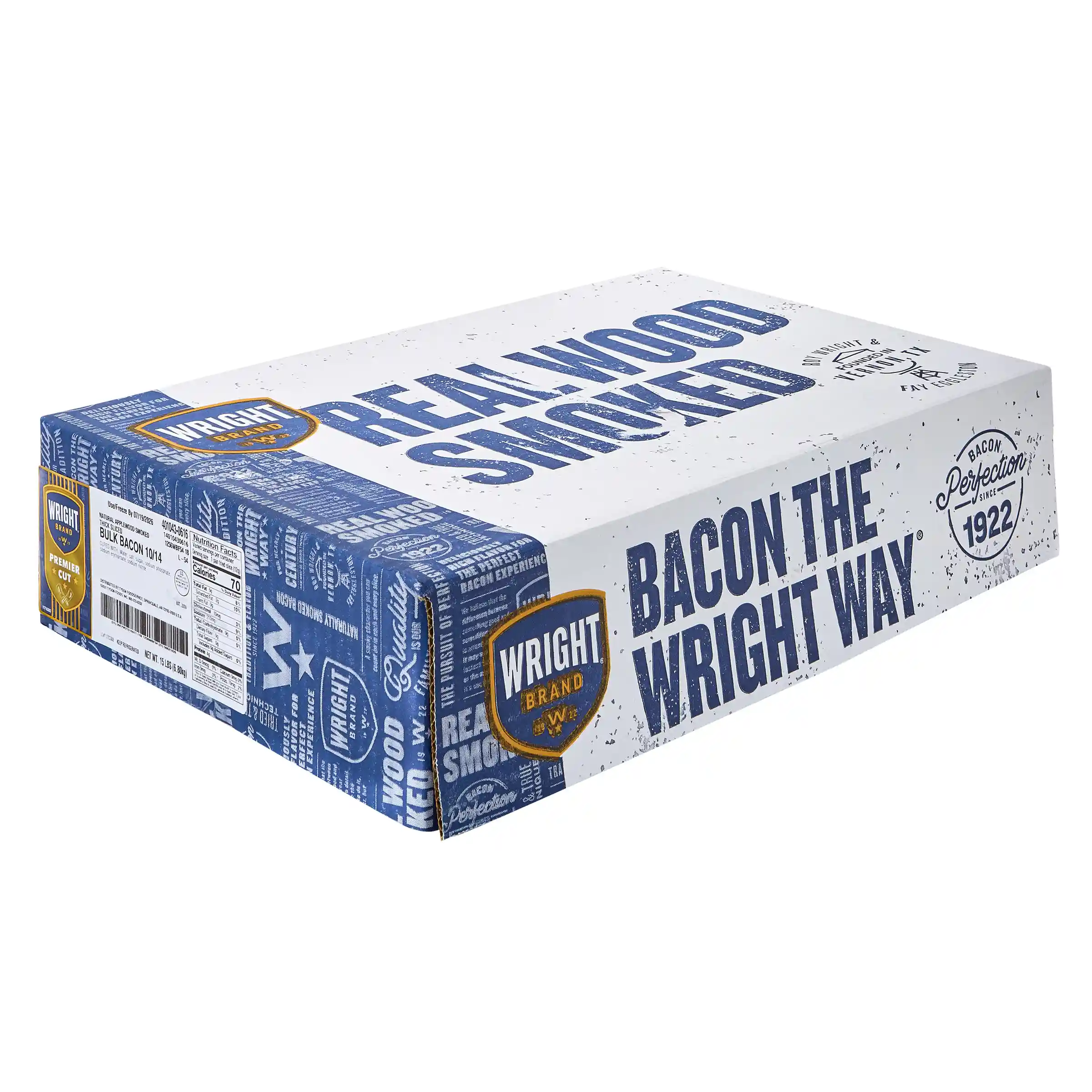 Wright® Brand Naturally Applewood Smoked Thick Sliced Bacon, Bulk, 10-14 Slices per Pound, Gas Flushed_image_5
