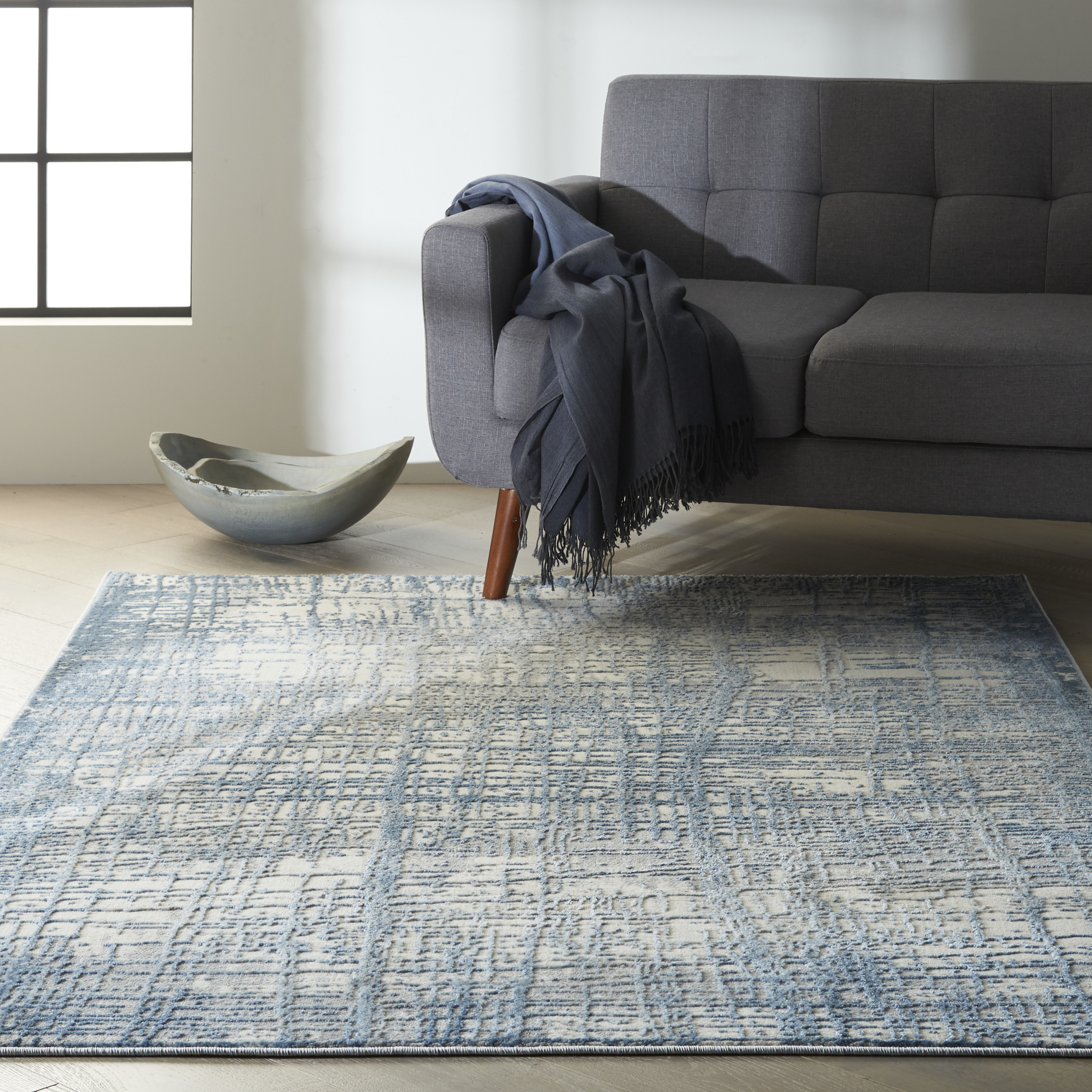 Calvin Klein CK950 Rush 5'3" x 7'3" Ivory Blue Modern Indoor Rug