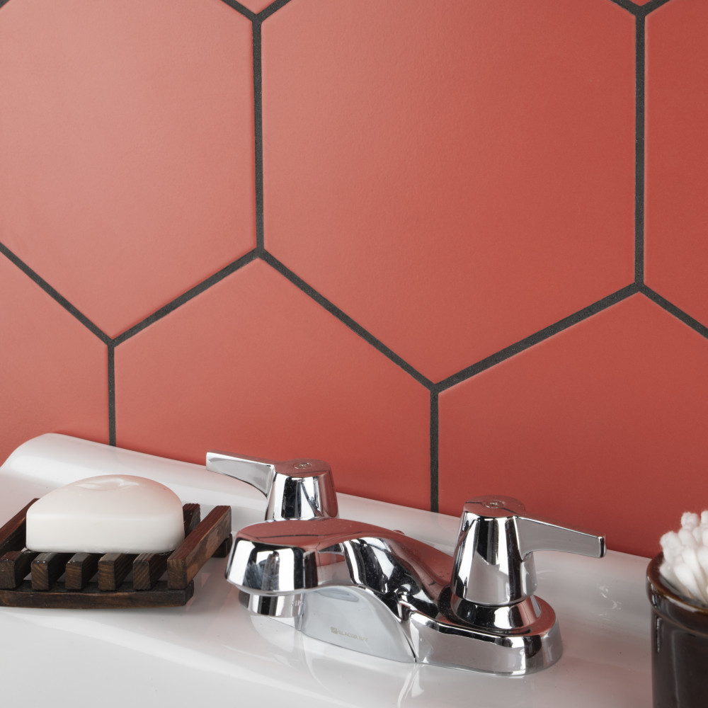 Sample – Textile Basic Hex Red Porcelain Floor and Wall Tile