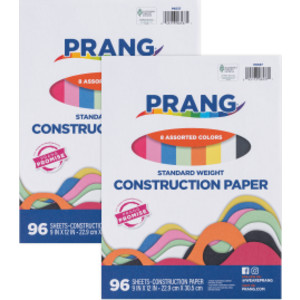 Lightweight Construction Paper, 8 Colors, 9" x 12", 96 Sheets, 2 Pack