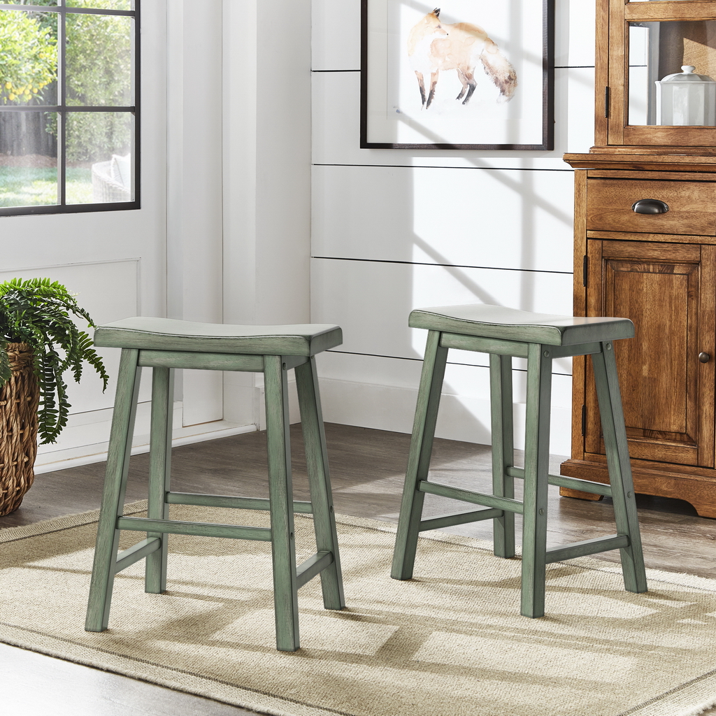 Saddle Seat Counter Height Backless Stools (Set of 2)