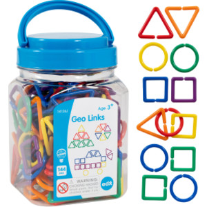 Geo Links - Mini Jar - Set of 144 - Linking Shapes - 6 Colors