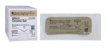 Henry Schein 4-0 Chromic Gut Sutures, C-6, 18"