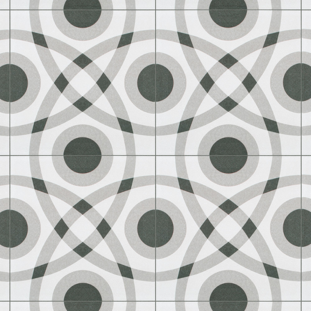 Twenties Circle 7-3/4 in. x 7-3/4 in. Ceramic Floor and Wall Tile