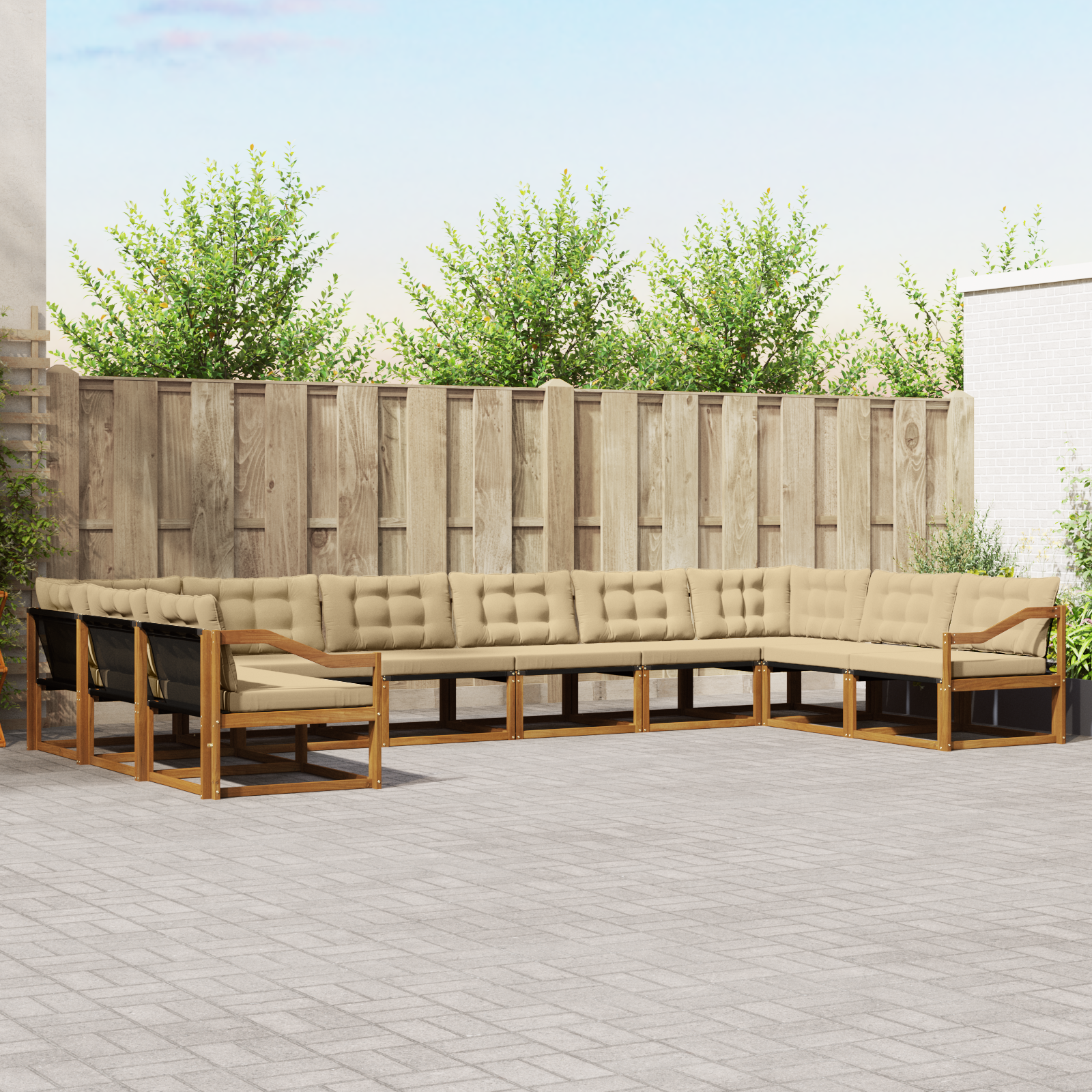 vidaXL Outdoor-Sofagarnitur mit Kissen 10 pcs Natur und Beige – Bild 2