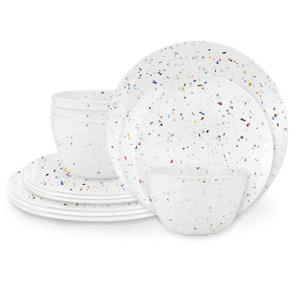 Confetti Dinnerware Set, White, 12-piece set slideshow image 2 Confetti Dinnerware Set, White, 12-piece set slideshow image 2