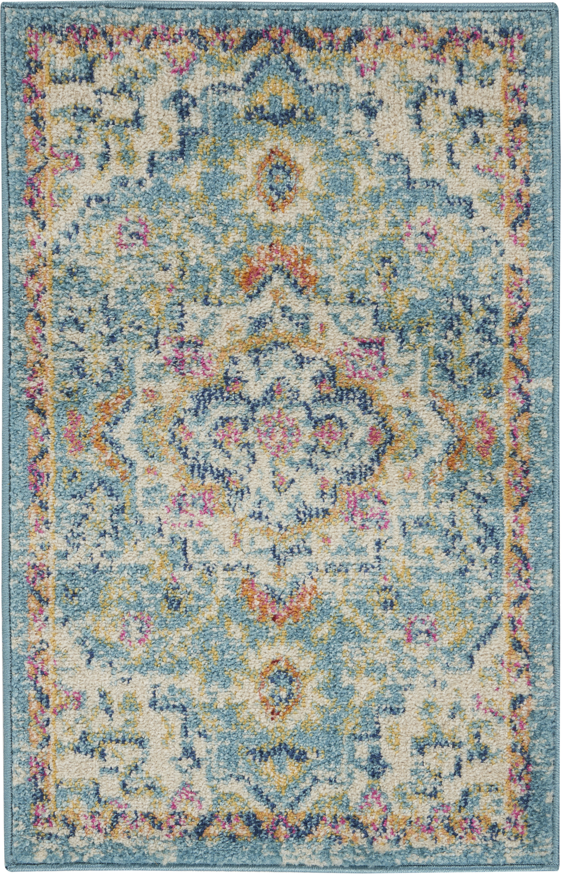Nourison Passion 1'10" x 2'10" Ivory Light Blue Bohemian Indoor Rug