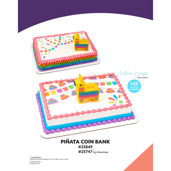 Piñata Coin Bank The Magic of Cakes® PhotoCake® Enhanced Background and Icing Page