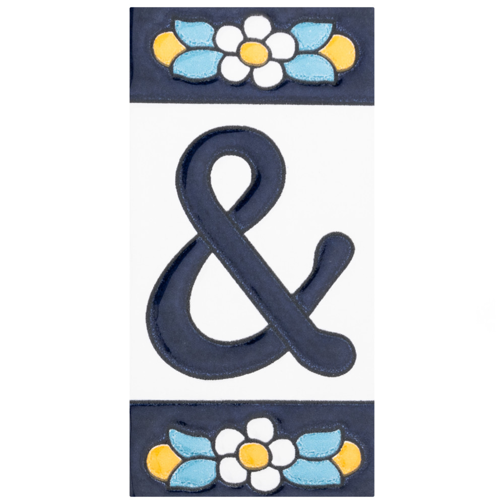 Sevillano Flora Address Accents Ampersand 2.13x4.38 Rectangle Ceramic Wall Only Room Scene